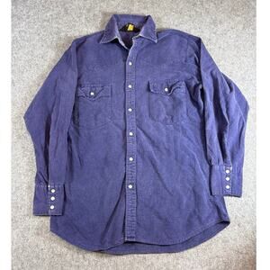Vintage 70s Kmart Western Chamois Shirt Mens Purple Pearl Snap Long Sleeve Small